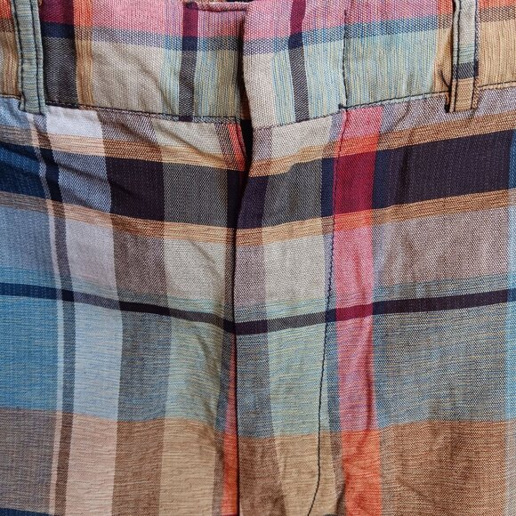 26 Waist X-SMALL True Vtg 1970s M ens IVY LEAGUE PLAID Steel Zip Shorts - Picture 4 of 6